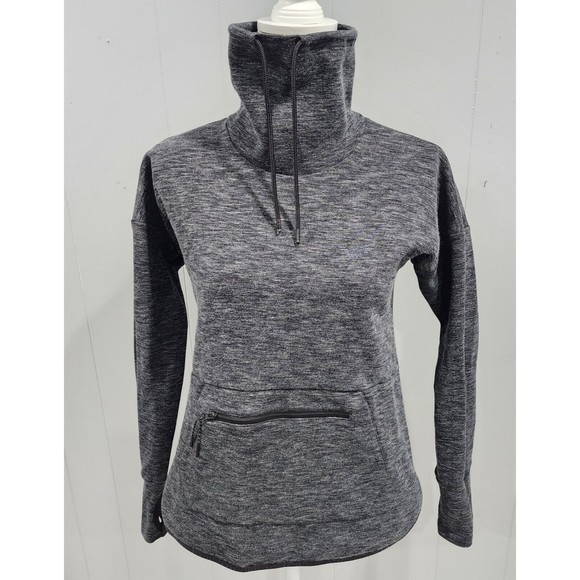 Champion Womens Hoodie Gray & Black Cowl Neck Drawstring Sweater Pocket Size S - Picture 1 of 6